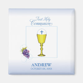 Imã Boy First Communion, Chalice com Host e Uvas