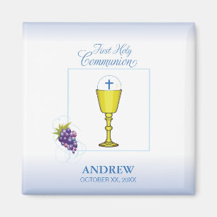 Imã Boy First Communion, Chalice com Host e Uvas