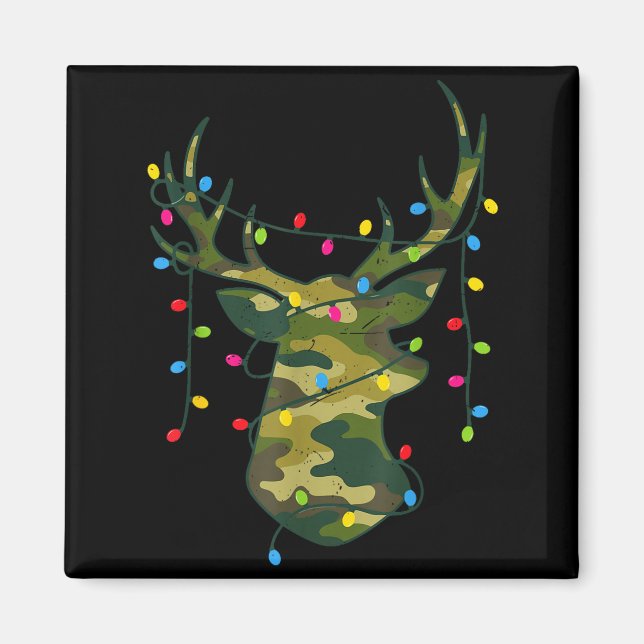 Imã Boy Men Camo Deer Hunting Christmas Light Pajama P (Frente)