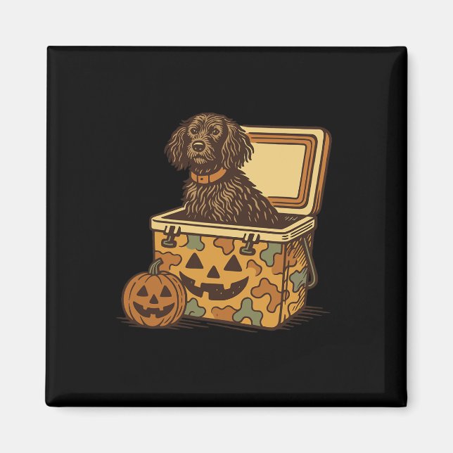 Imã Boykin Spaniel Em Camo Cooler Pumpkin Caça Caça (Frente)