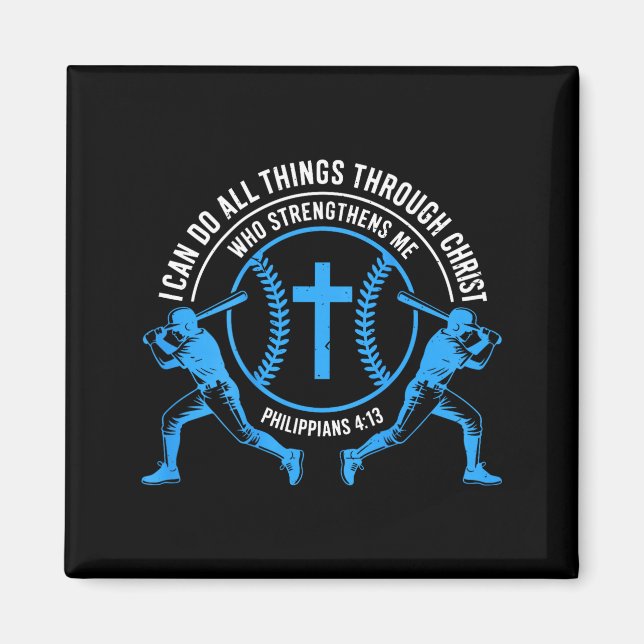 Imã Boys Baseball Christian-shirt Softball I Can Do Al (Frente)