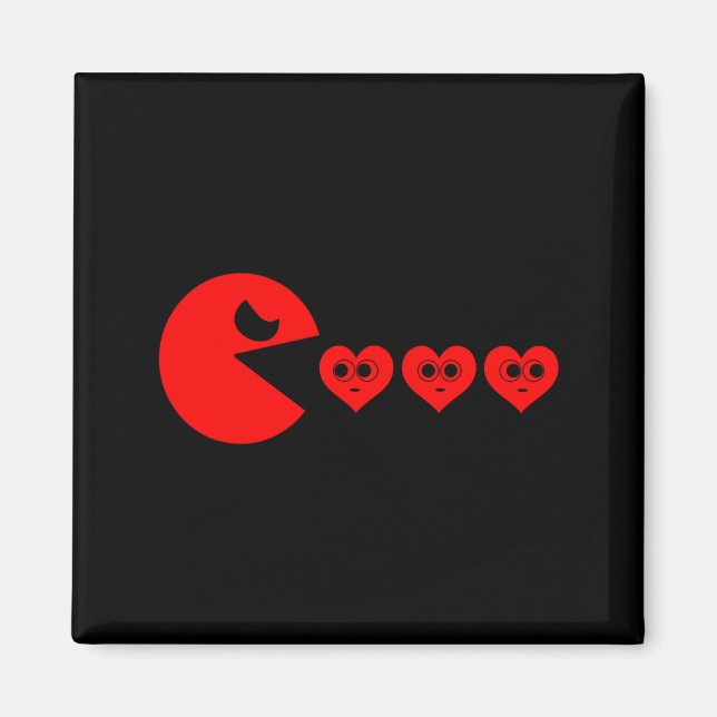 Imã Boys Kids Valentines Day Hearts Eating Funny Gamer (Frente)