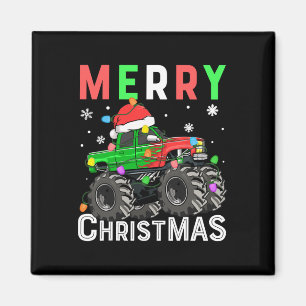 Imã Boys Monster Truck Feliz Natal Santa Hat Kids
