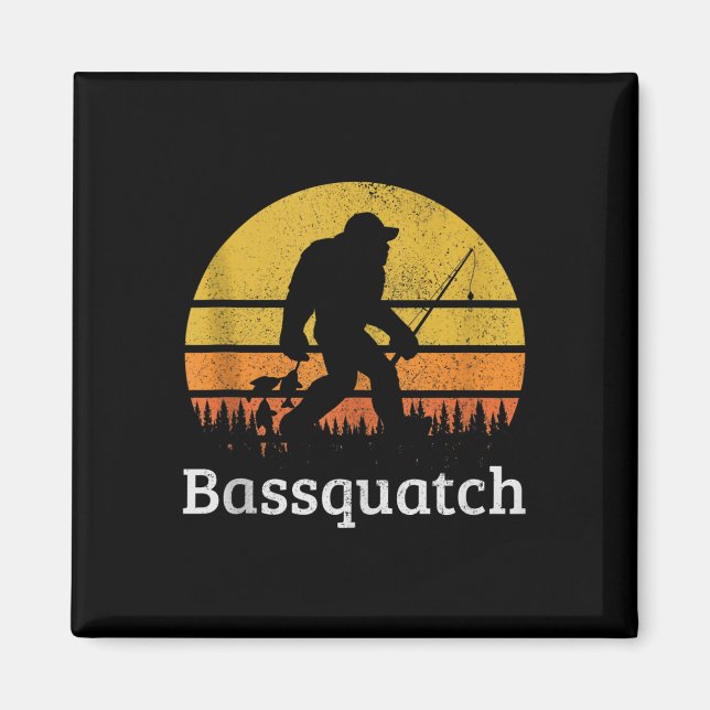 Imã Bquatch Engraçado B Pesca Sasquatch Pé Grande Vint (Frente)