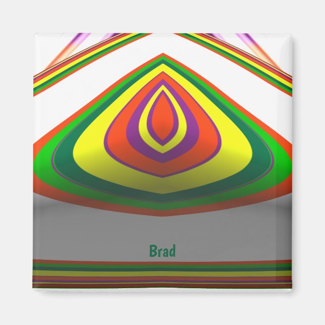 Imã BRAD ~ OLHOS QUADRADOS 3D Design Fractal Verde Ama (Frente)