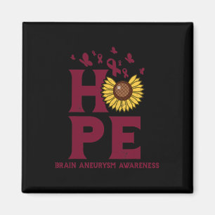 Imã Brain Aneurysm Burgundy Hope Vintage Sunflower Awa