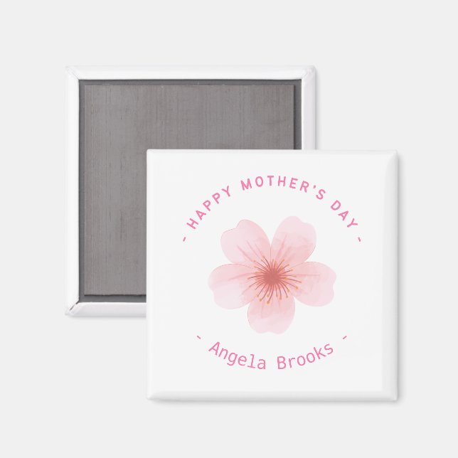 Imã Branca cor-de-rosa Dia de as mães feliz (Front/Back)