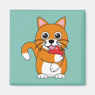 Imã Branca De Gato Branco, Comendo Maçã Vermelha