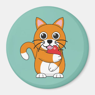 Imã Branca De Gato Branco, Comendo Maçã Vermelha