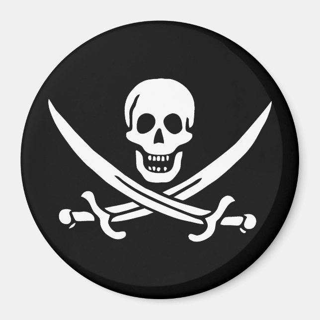 Imã Branco, Bandeira Pirata, Calico Jack, Caveira e Cu (Frente)