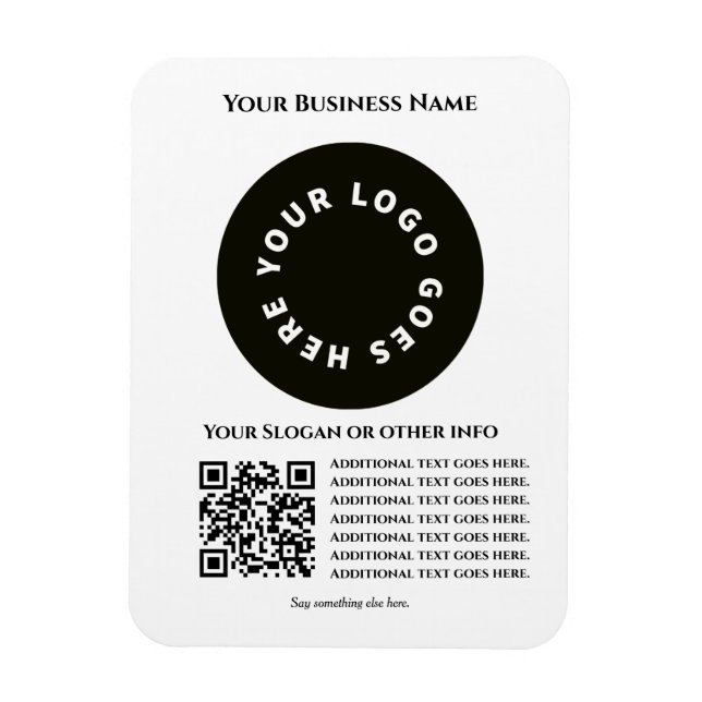 Ímã Branco com código QR adicione seu próprio texto e  (Vertical)
