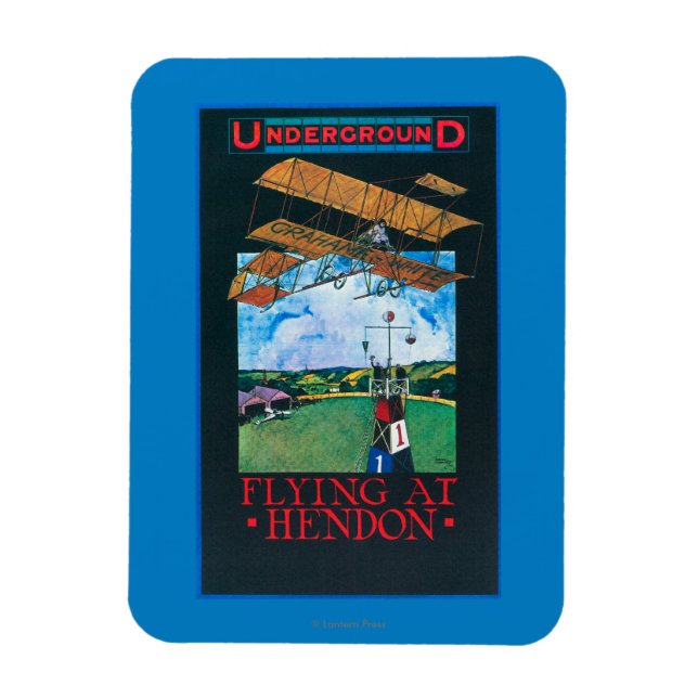 Ímã Branco E Plano Sobre Poster de Aeródromo (Vertical)