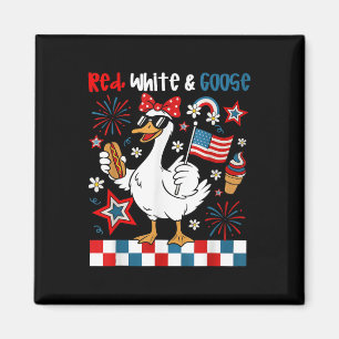 Imã Branco Vermelho E Ganso Engraçado 4 De Julho Patri