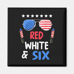 Imã Branco Vermelho E Seis 6 Aniversário 4 De Julho In