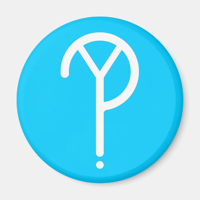 Imã Branco Y? Símbolo - On Blue (Frente)