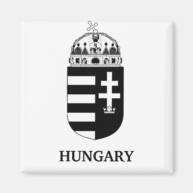 Imã Brasão de Armas Húngaro Arte Monocromática Contemp (Frente)