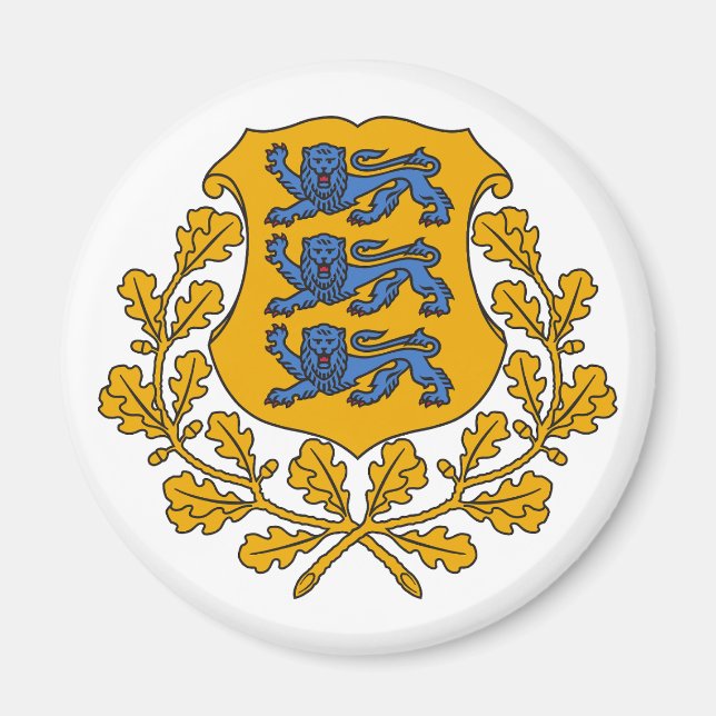 Imã brasão de armas símbolo emblema bandeira da Estôni (Frente)