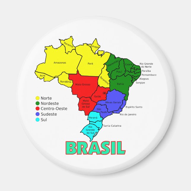 Imã Brasil. Regiões em cor (Frente)