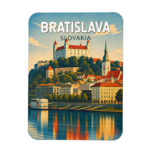 Ímã Bratislava Eslováquia Ilustração Arte Viagem Retro