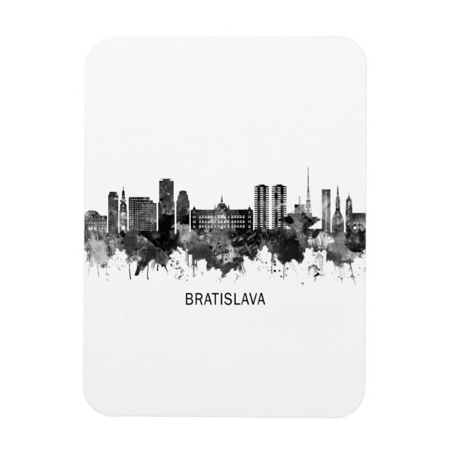 Ímã Bratislava Eslováquia Skyline BW (Vertical)