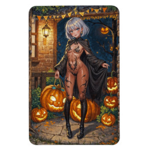 Ímã Brave Halloween Menina ou Truque ou Gosto Pintura