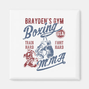 Imã Brayden's Gym Boxing Mma Retro Design para o nome