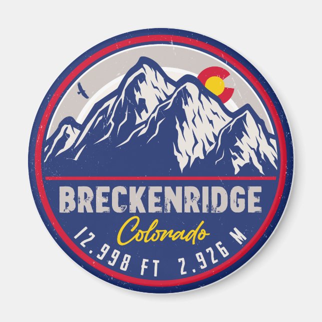 Imã Breckenridge Colorado Ski Hiking Mountain Souvenir (Frente)