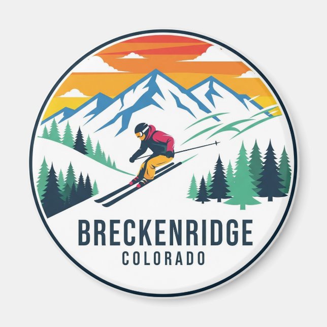 Imã Breckenridge Colorado Skiing Skier Viagem (Frente)