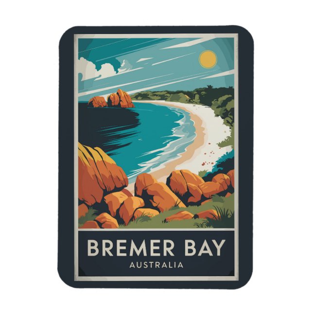 Ímã Bremer Bay Austrália Ilustração Retro Viagem Art (Vertical)