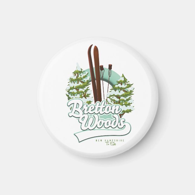 Imã Bretton Woods New Hampshire - logótipo de esqui (Frente)