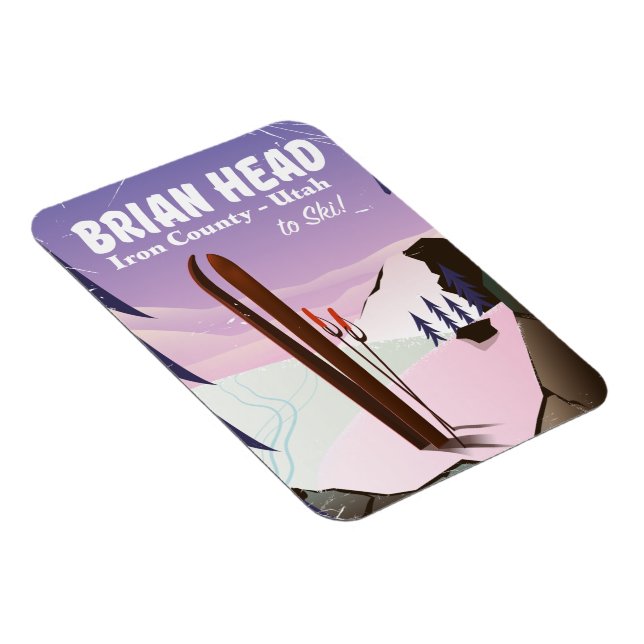 Ímã Brian Head, Condado de Ferro Utah, EUA Ski poster (Lado Direito)