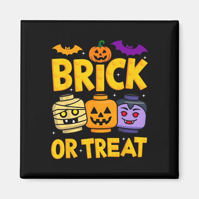 Imã Brick Ou Tratar O Master Builder Do Halloween Bloq (Frente)