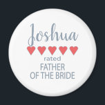 Imã Bridal e Festa de casamento 5 Coração Pai da Noiva<br><div class="desc">Os membros do partido nobre e da festa de casamento sentir-se-ão amados e apreciados com um presente de "cinco corações" feito especialmente para eles. O amor é o que ele quer. Quer seja um casamento em casa ou um casamento de destino, os itens personalizados vão certamente trazer sorrisos ao longo...</div>