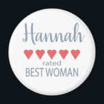 Imã Bridal e Festa de casamento 5 Melhor Mulher do Cor<br><div class="desc">Os membros do partido nobre e da festa de casamento sentir-se-ão amados e apreciados com um presente de "cinco corações" feito especialmente para eles. O amor é o que ele quer. Quer seja um casamento em casa ou um casamento de destino, os itens personalizados vão certamente trazer sorrisos ao longo...</div>