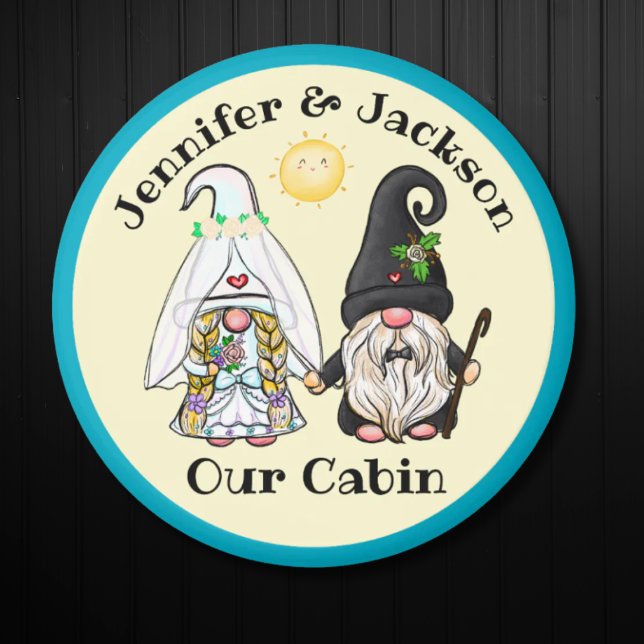 Imã Bride & Groom Gnome Couple Cruise Door Marker (Bride & Groom Cruise Door Stateroom Marker)