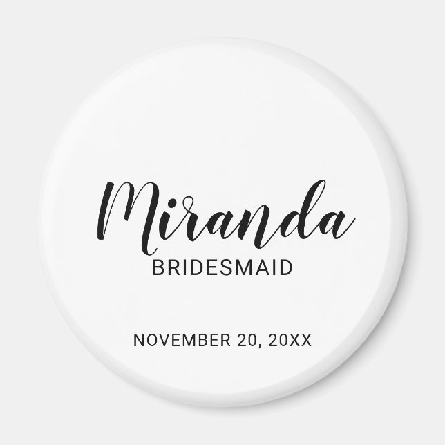 Imã Bridesmaid Personalizado de Script Moderno (Frente)