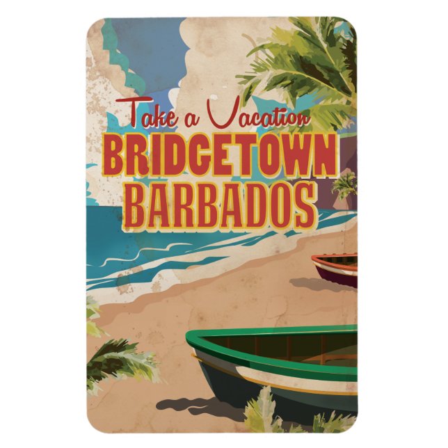 Ímã Bridgetown, Poster de Viagens vintage de Barbados (Vertical)