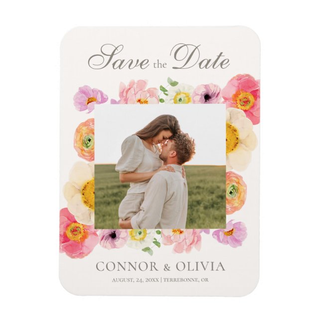 Ímã Bright Floral Save the Date Magnet (Vertical)