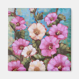 Imã "Bright Hollyhocks" 2" Magnet Quadrado