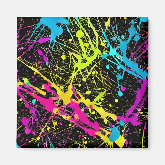 Imã Bright Neon Paint Splatter (Frente)