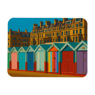 Ímã Brighton Beach Huts - Impressão Colorida à beira-m