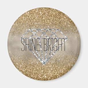 Imã Brilho Brilhante de Diamante de Prata Dourado