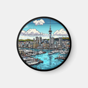 Imã 🌆 Brilho da Linha do Horizonte de Auckland ⛵ Port