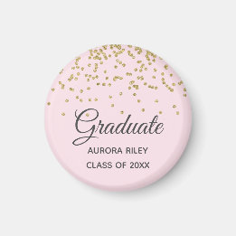 Imã Brilho Rosa Dourado Confete Favor de Formatura