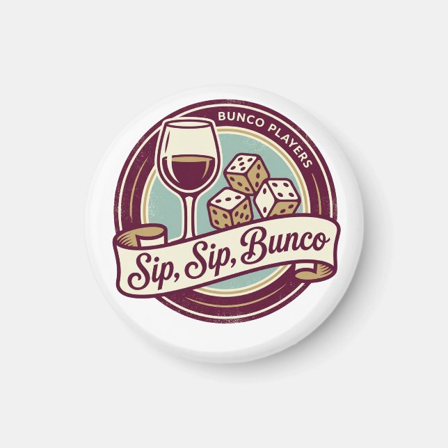 Imã Brincadeira de Dados Bunco com Vinho (Frente)