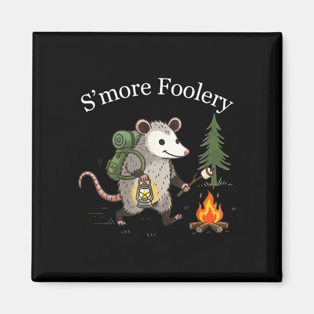 Imã Brincadeira de S'more gambá marshmallow engraçado  (Frente)