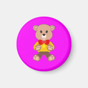 Imã Brincadeira Festiva Teddy Urso Brilhante Rosa Mage