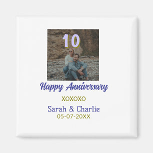 Imã Brinde a 10 anos feliz aniversário roxo dourado