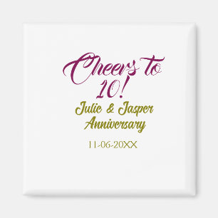 Imã Brinde ao 10º aniversário de casamento mauve doura