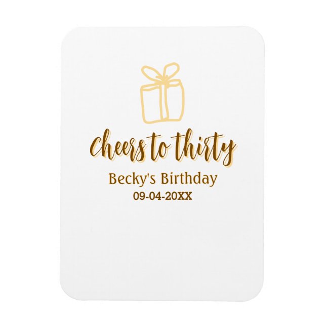 Ímã Brinde aos trinta presentes pastéis de aniversário (Vertical)